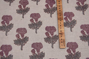 Floral block print pure linen 58" wide, handmade block print fabric for window curtain, sofa cover, table cloth, upholstery linen - MANMOHAN