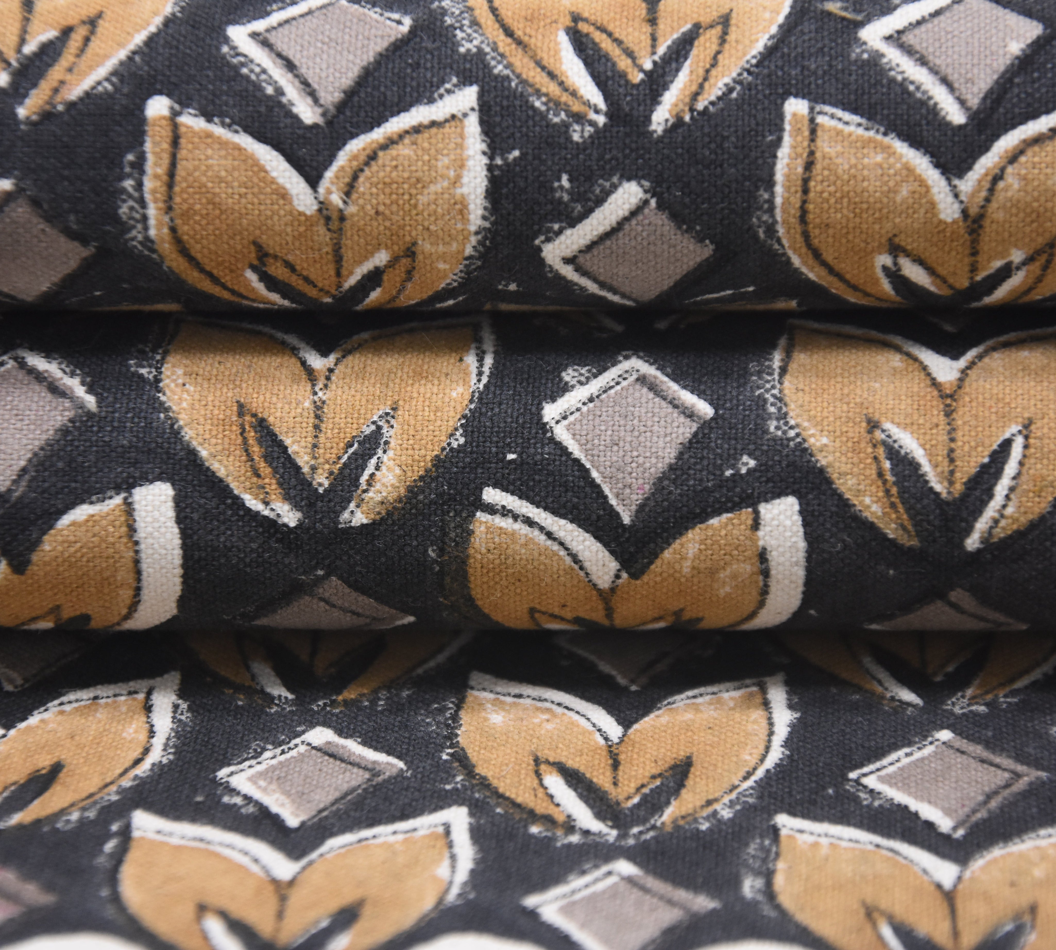Block print fabric, thick cotton white 63" wide, linen fabric for pillows, decorative cushions, lampshade, linen window curtains - TITLEE