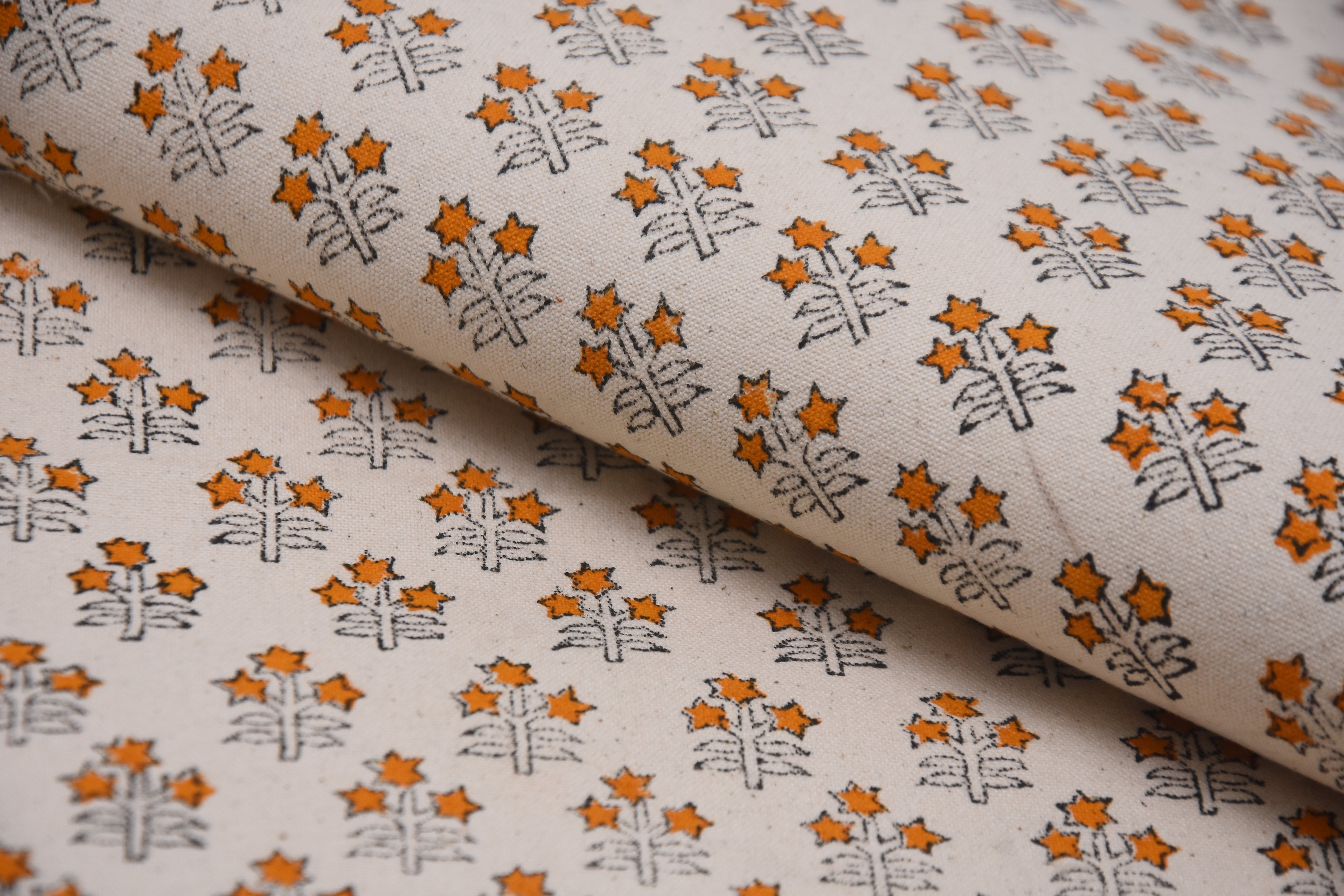 Duck canvas 50" wide, fabric for decorative pillows, hand block cushions, tablecloth, window curtains, floral print - KESARIYA