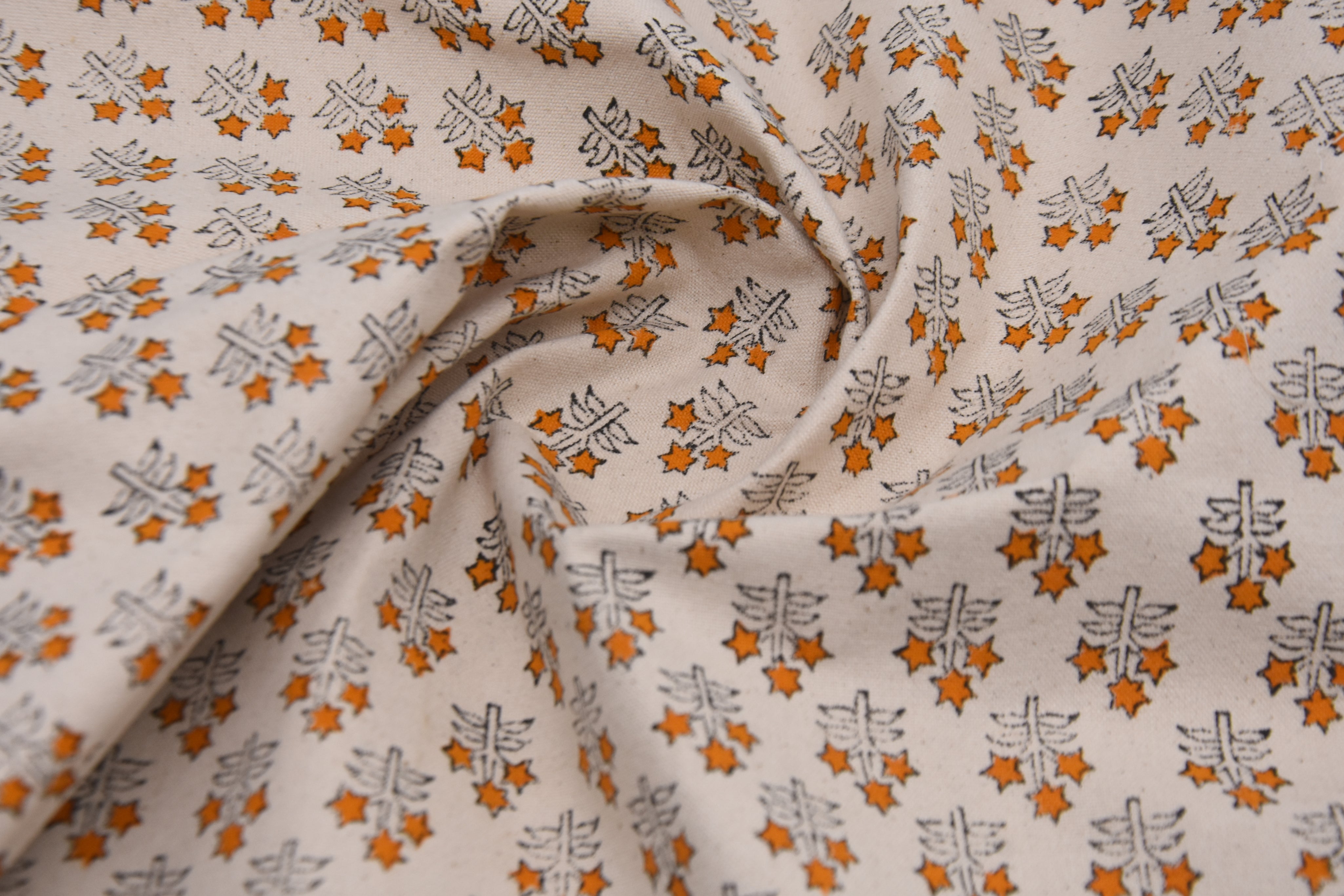 Duck canvas 50" wide, fabric for decorative pillows, hand block cushions, tablecloth, window curtains, floral print - KESARIYA