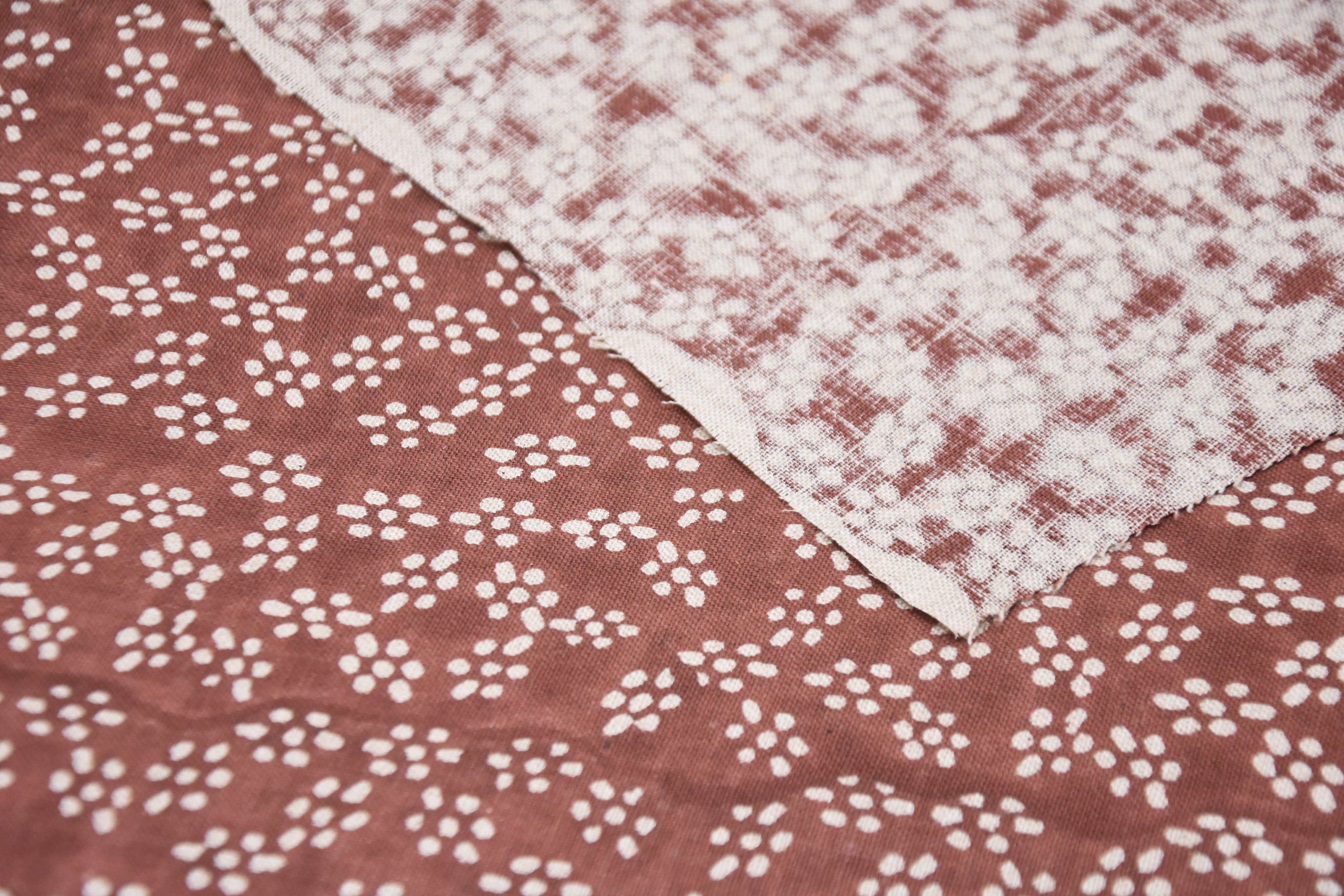 Polka dots pure linen 58" wide block print fabric, linen curtains fabric, hand block linen, Indian textiles - OLA VRISHTI