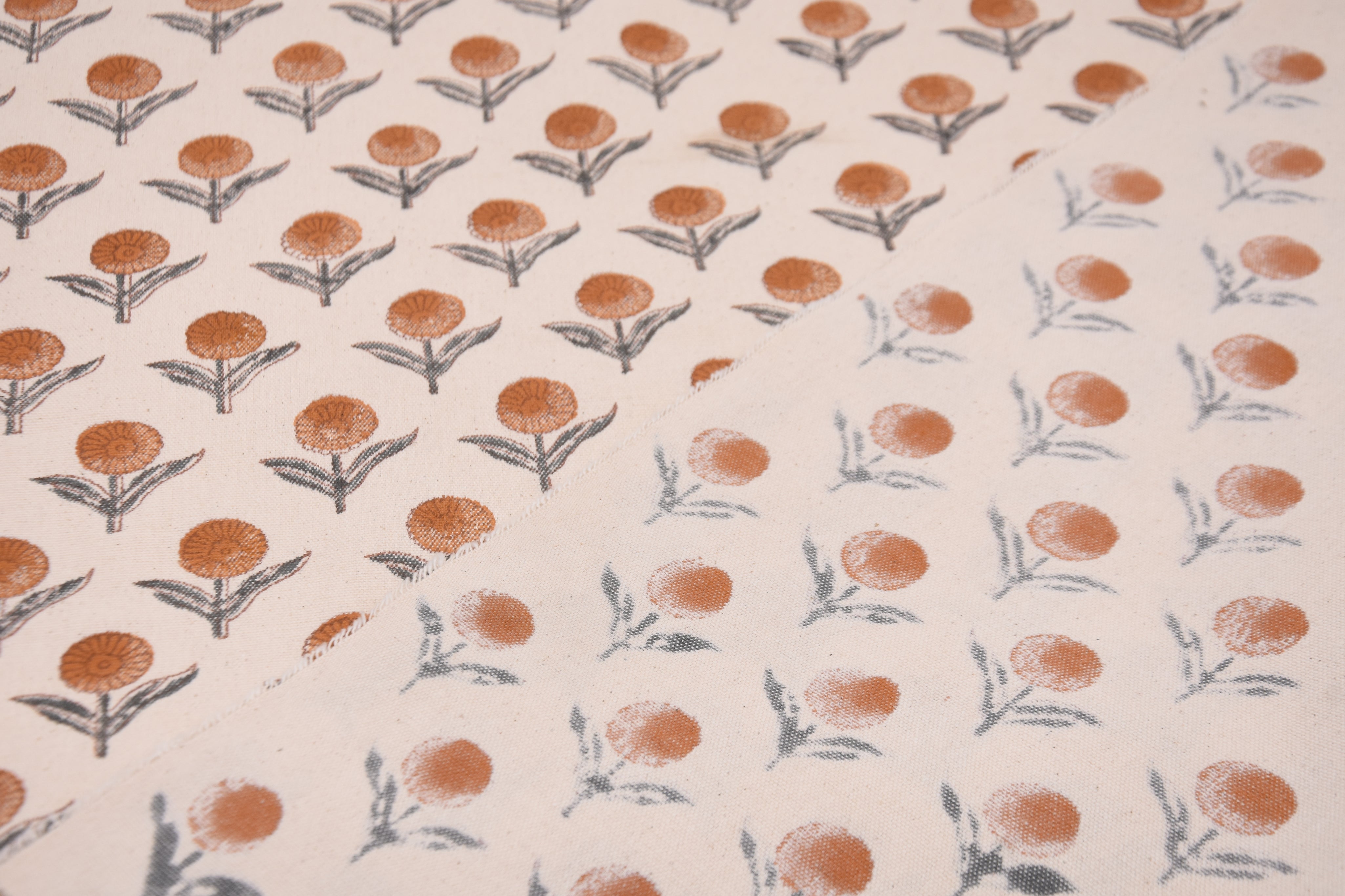 Duck canvas 50" W, floral handmade art, cushion fabric, block print fabric, decorative cushions, linen fabric - PUKHRAJ