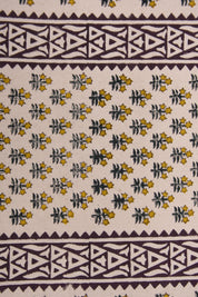 Block print duck canvas 50" wide, handmade art, cushion fabric, Indian block print, linen pillow covers - KESARIYA BORDER