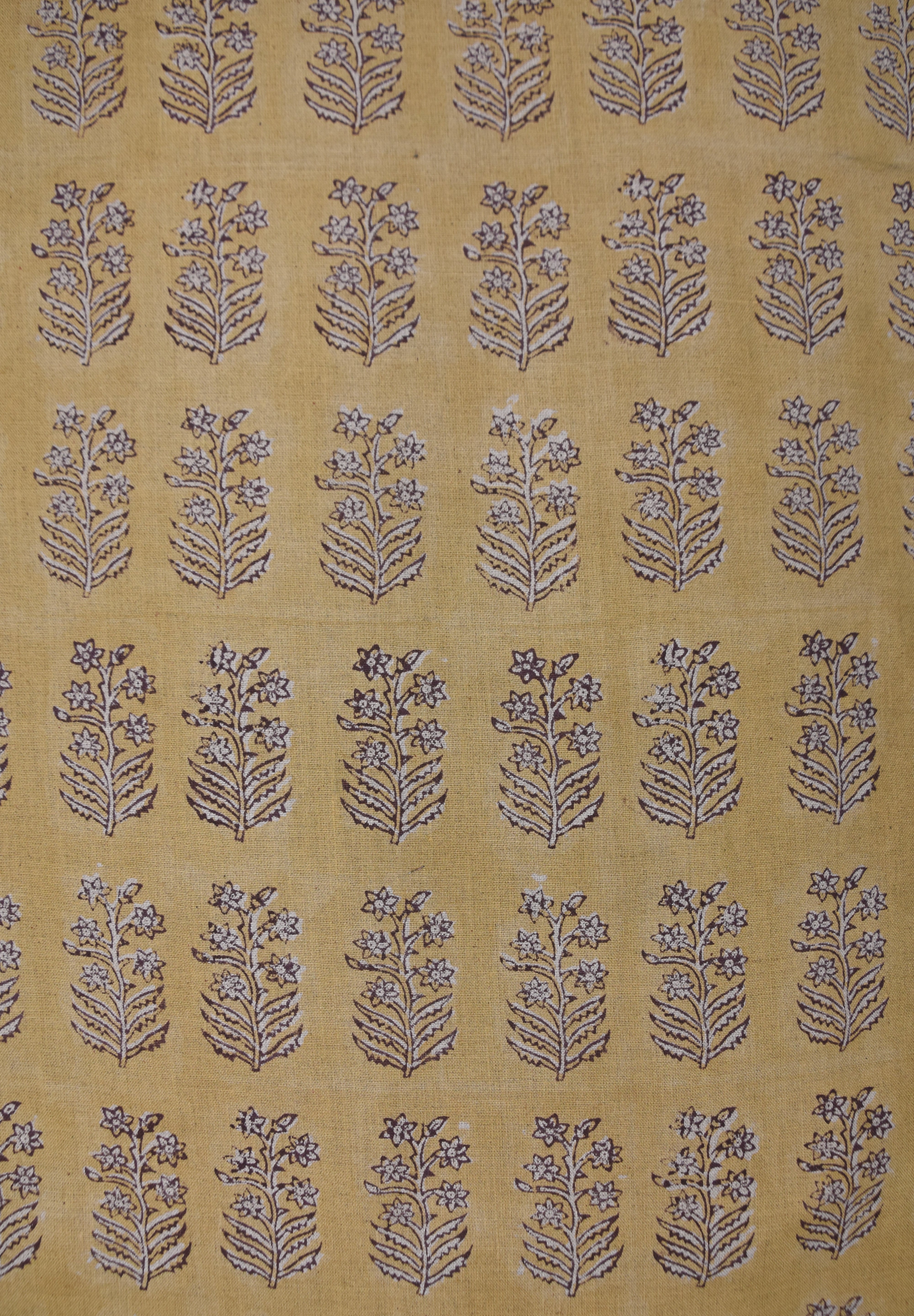 Floral hand block print, pure linen 58" wide natural fabric, linen fabric for pillows, linen window curtains - INDERDHANUSH