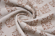 Block print pure linen 58" wide, handmade floral block art, Indian linen fabric, linen cushions and napkins - GAJRAAJ