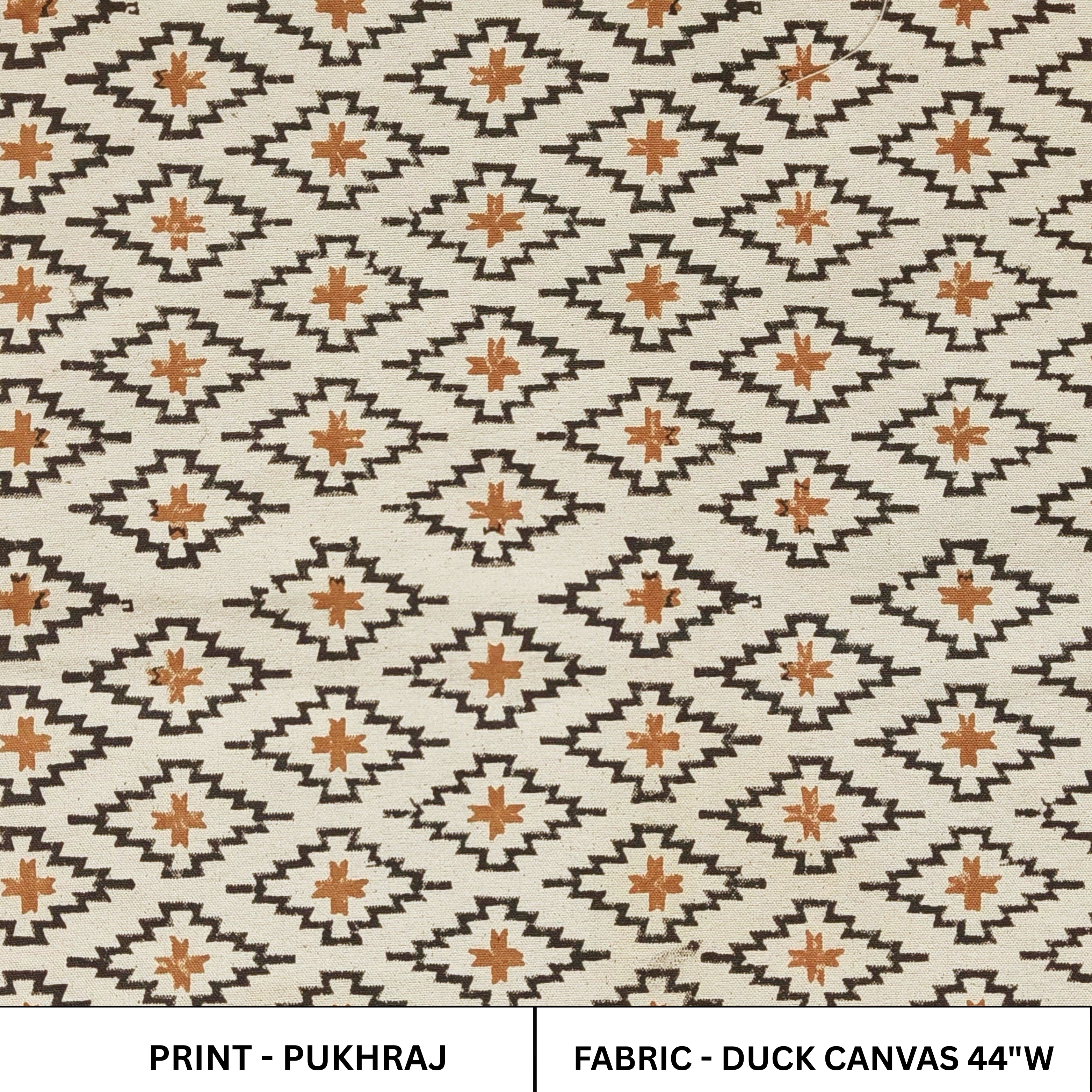 Patterned fabric with geometric design on a beige background