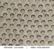 Eco-Friendly Handmade Block Print Beige Thick linen Fabric JuJu Flower