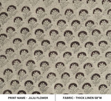 Eco-Friendly Handmade Block Print Beige Thick linen Fabric JuJu Flower