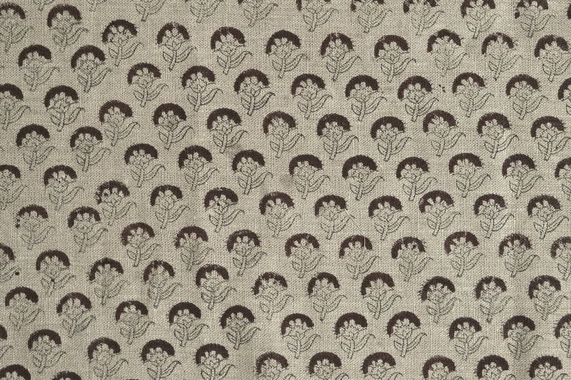 Eco-Friendly Handmade Block Print Beige Thick linen Fabric JuJu Flower