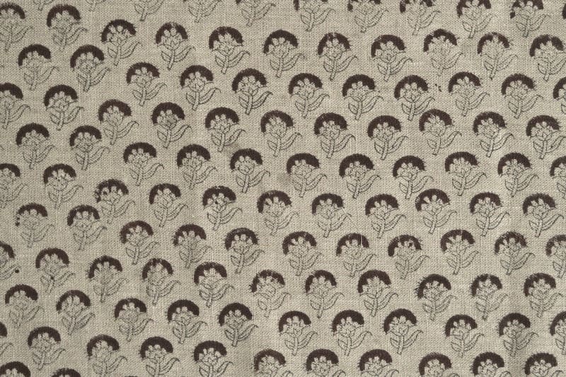 Eco-Friendly Handmade Block Print Beige Thick linen Fabric JuJu Flower