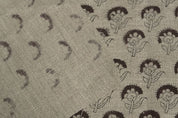 Eco-Friendly Handmade Block Print Beige Thick linen Fabric JuJu Flower