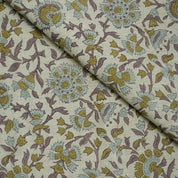Eco- Friendly Block Print Purple Linen Blend Fabric - Pushplata