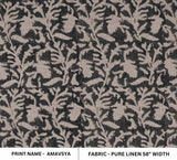 Premium Hand Block Print Beige Floral Pure Linen 58 w Fabric