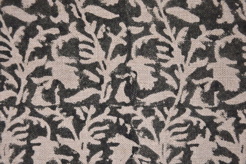 Premium Hand Block Print Beige Floral Pure Linen 58 w Fabric