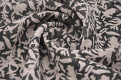 Premium Hand Block Print Beige Floral Pure Linen 58 w Fabric