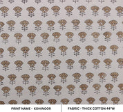 Eco-Friendly Hand Block Print Bronze Duck Canvas Fabric - Kohinoor