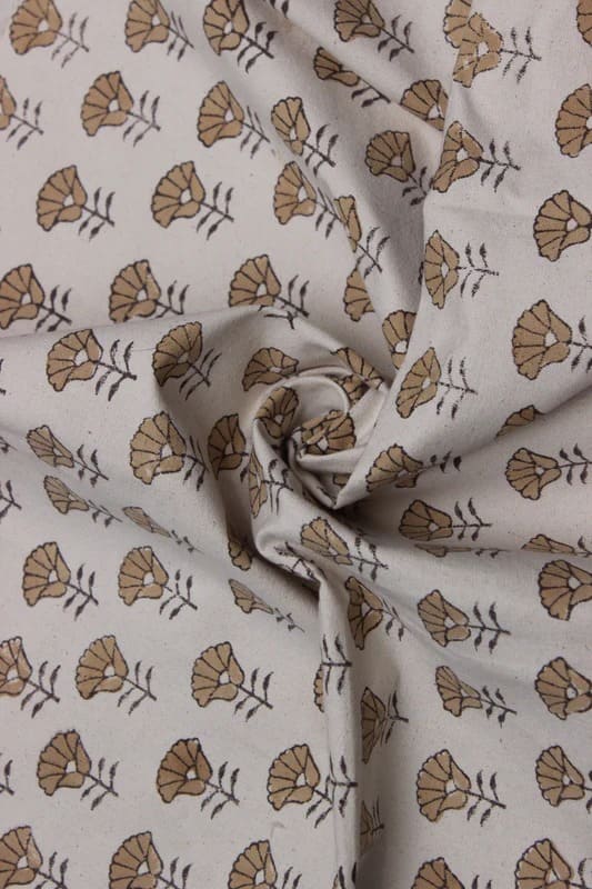 Eco-Friendly Hand Block Print Bronze Duck Canvas Fabric - Kohinoor