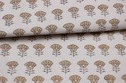 Eco-Friendly Hand Block Print Bronze Duck Canvas Fabric - Kohinoor