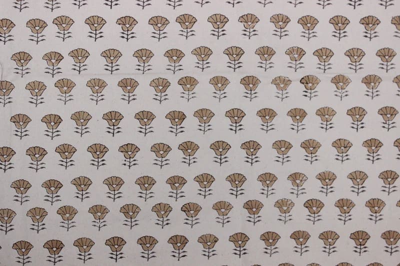 Eco-Friendly Hand Block Print Bronze Duck Canvas Fabric - Kohinoor