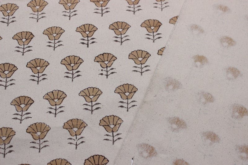Eco-Friendly Hand Block Print Bronze Duck Canvas Fabric - Kohinoor