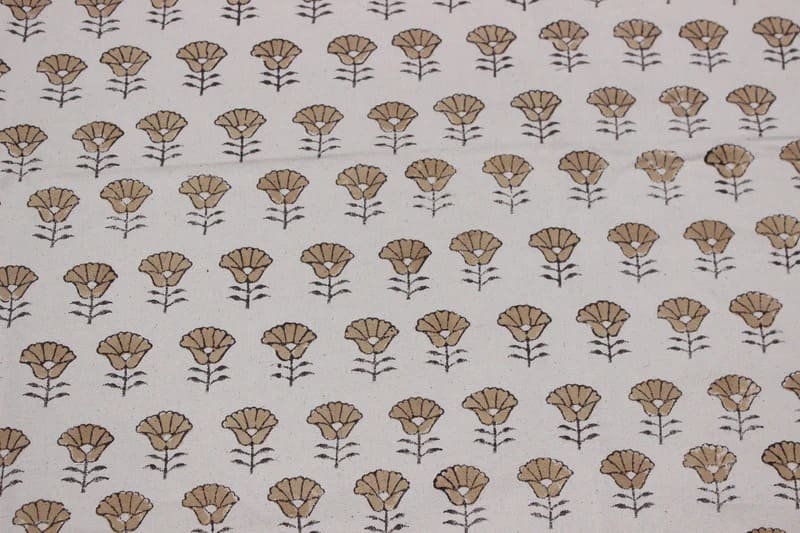 Eco-Friendly Hand Block Print Bronze Duck Canvas Fabric - Kohinoor