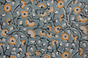 Eco- Friendly Hand Block Print Gray Duck Canvas Fabric - Himachal