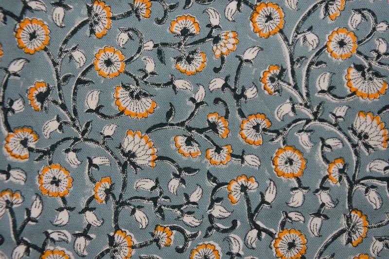 Eco- Friendly Hand Block Print Gray Duck Canvas Fabric - Himachal