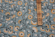 Eco- Friendly Hand Block Print Gray Duck Canvas Fabric - Himachal