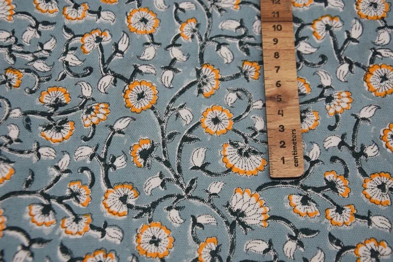 Eco- Friendly Hand Block Print Gray Duck Canvas Fabric - Himachal