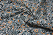 Eco- Friendly Hand Block Print Gray Duck Canvas Fabric - Himachal