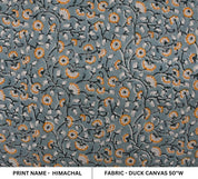 Eco- Friendly Hand Block Print Gray Duck Canvas Fabric - Himachal