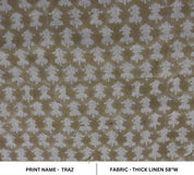 Eco- Friendly Hand Block Print Green Floral Thick Linen Fabric - Traz