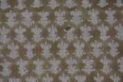 Eco- Friendly Hand Block Print Green Floral Thick Linen Fabric - Traz