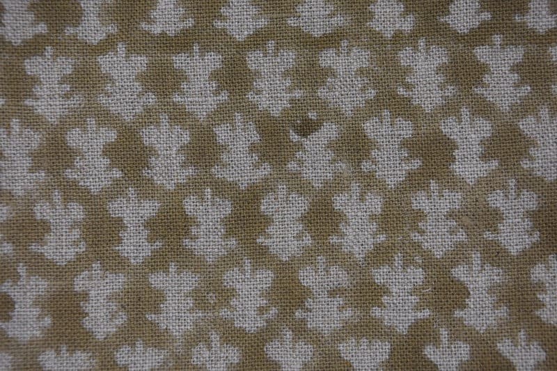 Eco- Friendly Hand Block Print Green Floral Thick Linen Fabric - Traz