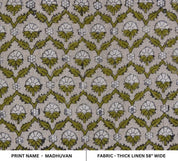 Eco-Friendly Hand Block Print Green Thick Linen Fabric - Madhuvan