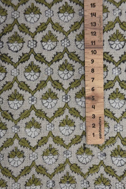 Eco-Friendly Hand Block Print Green Thick Linen Fabric - Madhuvan