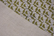 Eco-Friendly Hand Block Print Green Thick Linen Fabric - Madhuvan