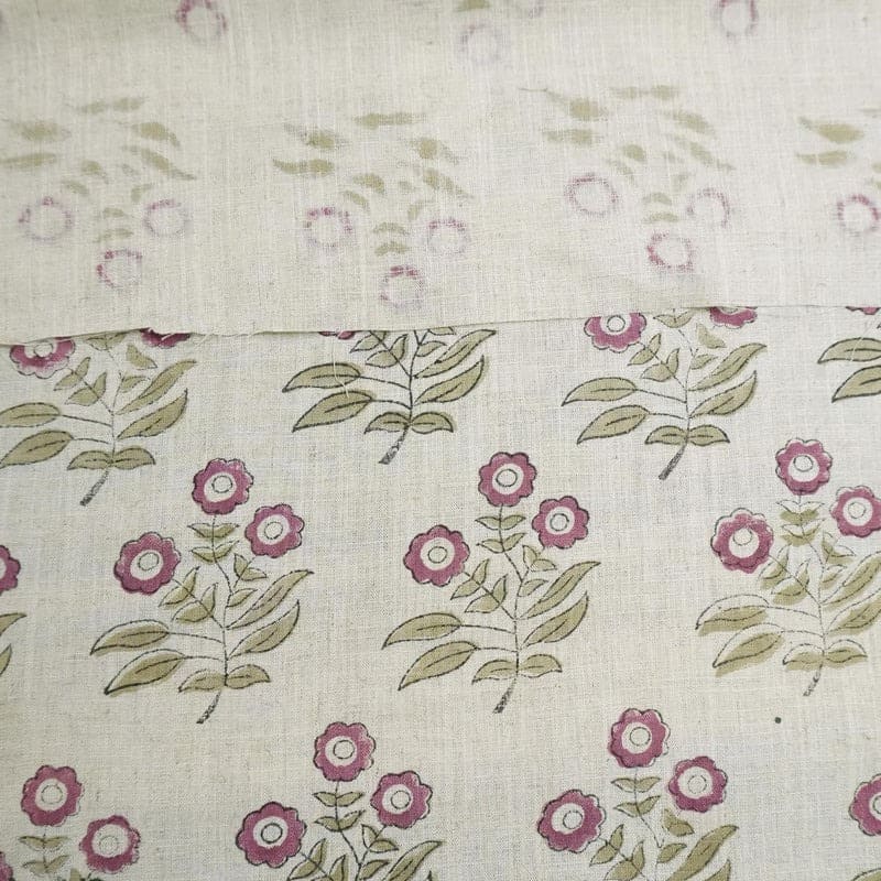 Eco- Friendly Hand Block Print Pink Pure linen Fabric - Neha