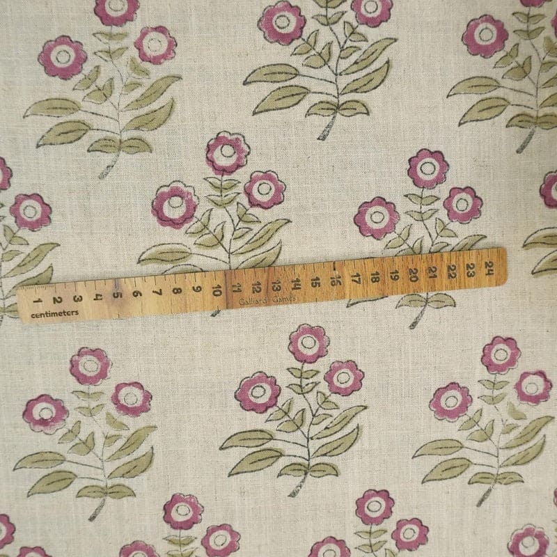 Eco- Friendly Hand Block Print Pink Pure linen Fabric - Neha