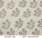 Eco- Friendly Hand Block Print Pink Pure linen Fabric - Neha
