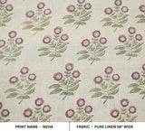 Eco- Friendly Hand Block Print Pink Pure linen Fabric - Neha