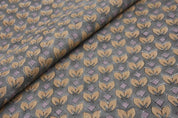 Eco Friendly Handmade Block Print Brown Pure Linen Fabric - Title