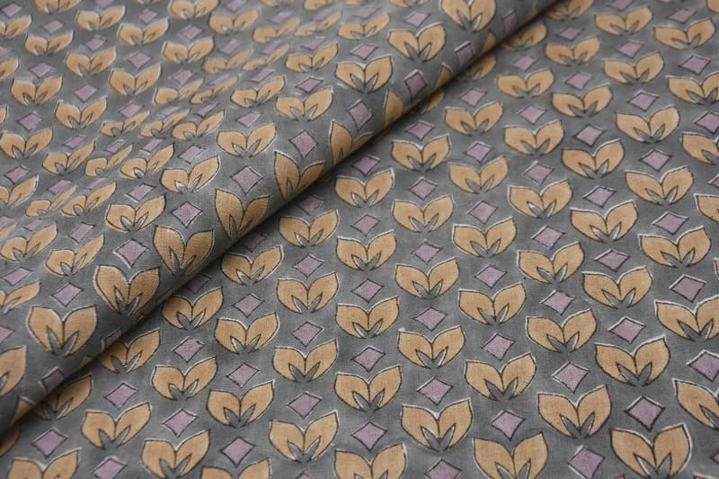 Eco Friendly Handmade Block Print Brown Pure Linen Fabric - Title