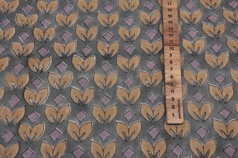 Eco Friendly Handmade Block Print Brown Pure Linen Fabric - Title