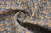 Eco Friendly Handmade Block Print Brown Pure Linen Fabric - Title