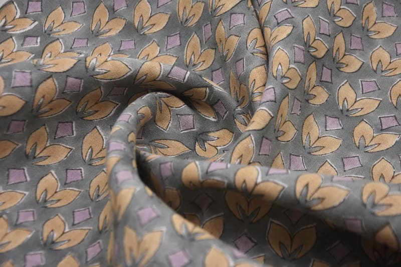 Eco Friendly Handmade Block Print Brown Pure Linen Fabric - Title