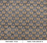 Eco Friendly Handmade Block Print Brown Pure Linen Fabric - Title
