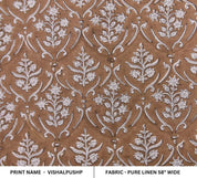 Eco Friendly Hand Block Print Grey Pure Linen 58 WFabric - Vishalpushp