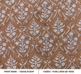 Eco Friendly Hand Block Print Grey Pure Linen 58 WFabric - Vishalpushp