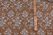 Eco Friendly Hand Block Print Grey Pure Linen 58 WFabric - Vishalpushp